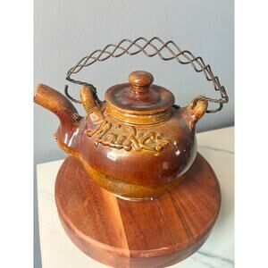 Vintage Studio Pottery Teapot w/ Wire Handle – Personalized Ceramic